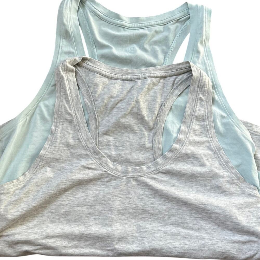 Bundle of 2 Lululemon Love Cotton Blend Tank Tops Heather Gray Mint Green Size M